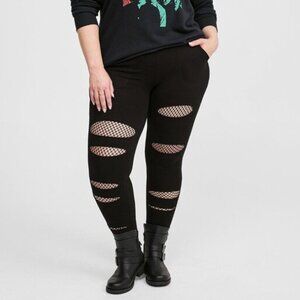 Black Torrid Full Length Leggings Mesh Split Pocket Signature Waist Fishnet 3 3X